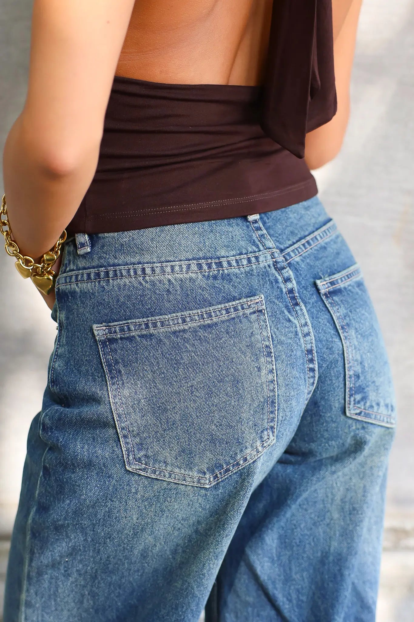 Jeans Wijde Pijpen Omslag Blauw 3118