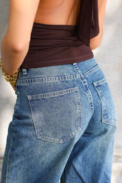 Jeans Wijde Pijpen Omslag Blauw 3118