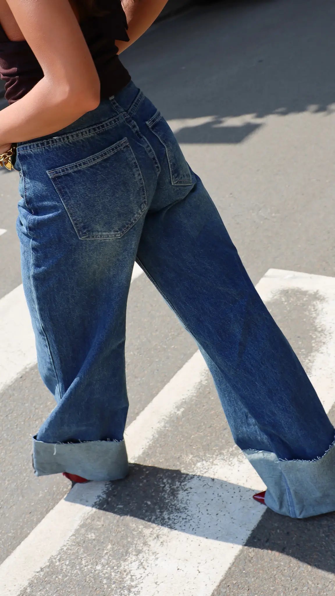 Jeans Wijde Pijpen Omslag Blauw 3118