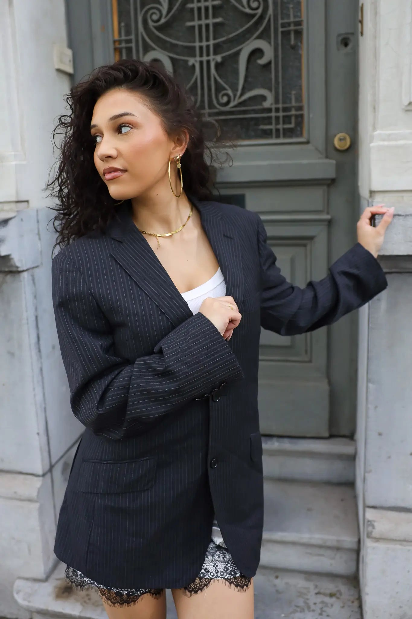 Atelier Series Reworked Blazer Gestreept Grijs