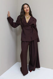 Wijde Palazzo Broek Plooien Bordeaux