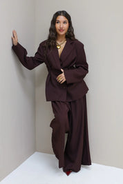 Wijde Palazzo Broek Plooien Bordeaux