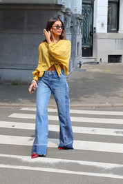 Jeans Wide Leg Two Tone Blauw 3343