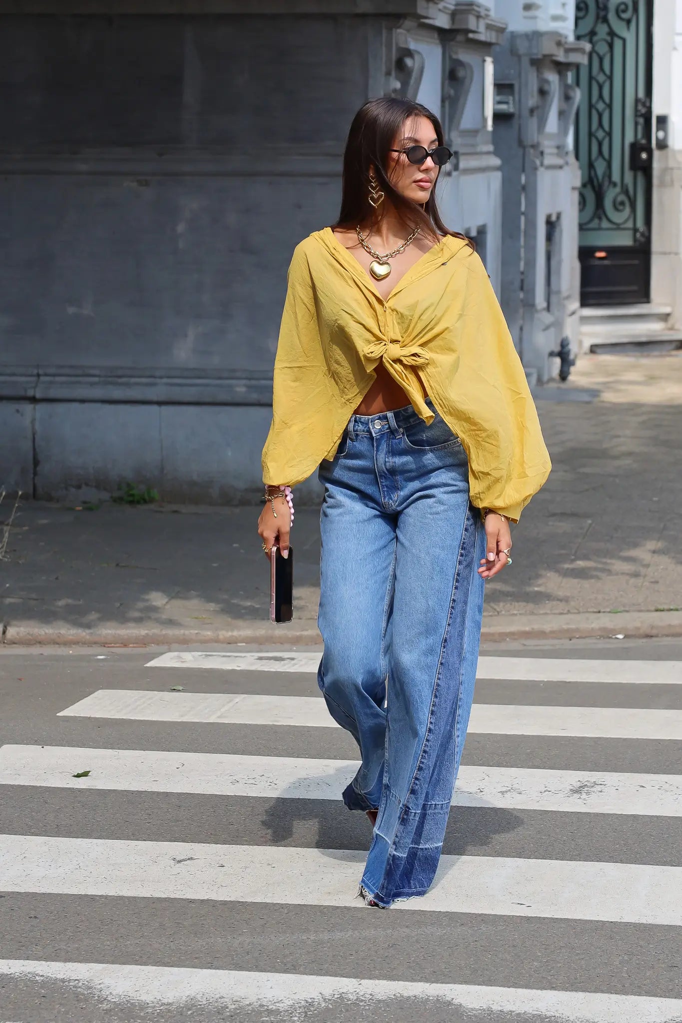 Jeans Wide Leg Two Tone Blauw 3343