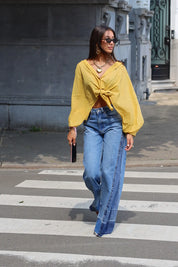 Jeans Wide Leg Two Tone Blauw 3343