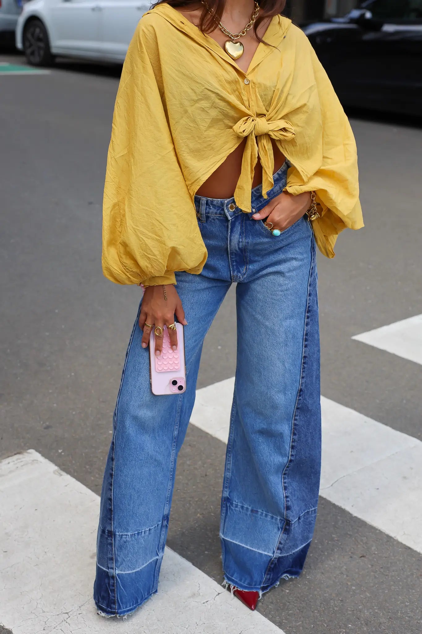 Jeans Wide Leg Two Tone Blauw 3343