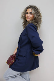 Oversized Blazer Lange Mouwen Blauw