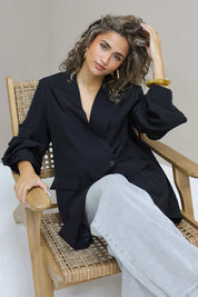 Oversized Blazer Lange Mouwen Zwart