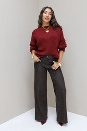 Wide Leg Jeans 9091-11 Bruin