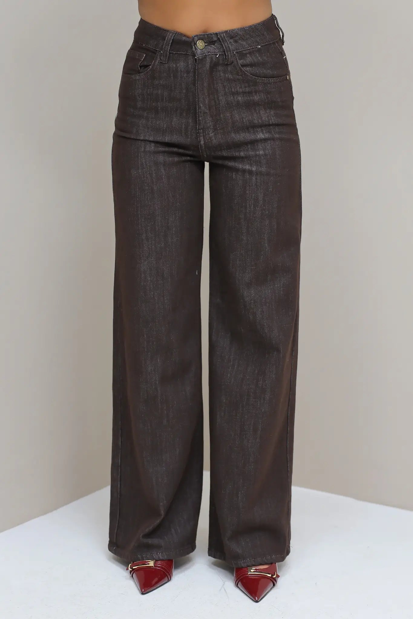 Wide Leg Jeans 9091-11 Bruin