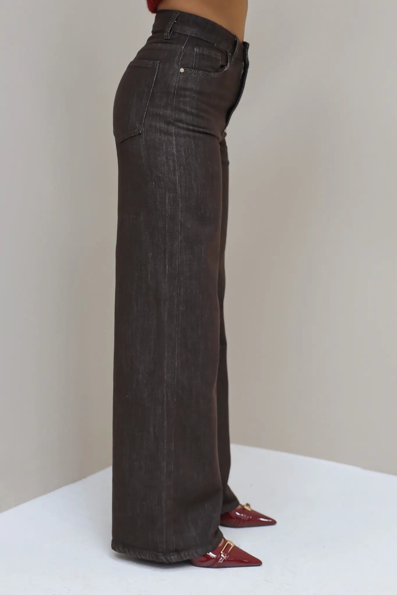 Wide Leg Jeans 9091-11 Bruin