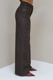 Wide Leg Jeans 9091-11 Bruin