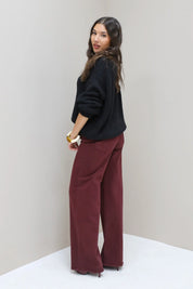 Wide Leg Jeans 9091-7 Bordeaux