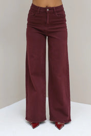 Wide Leg Jeans 9091-7 Bordeaux