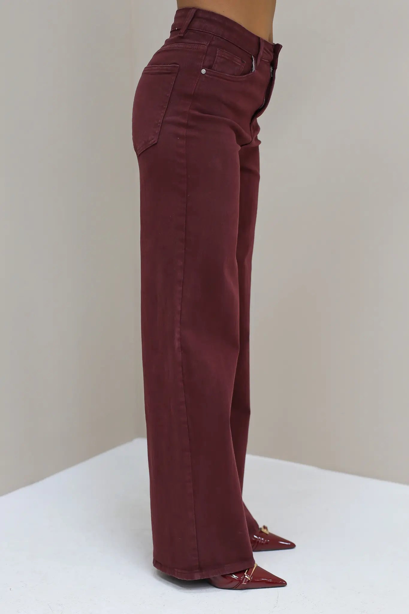 Wide Leg Jeans 9091-7 Bordeaux