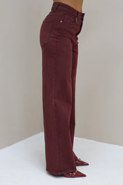 Wide Leg Jeans 9091-7 Bordeaux