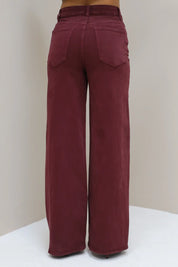 Wide Leg Jeans 9091-7 Bordeaux
