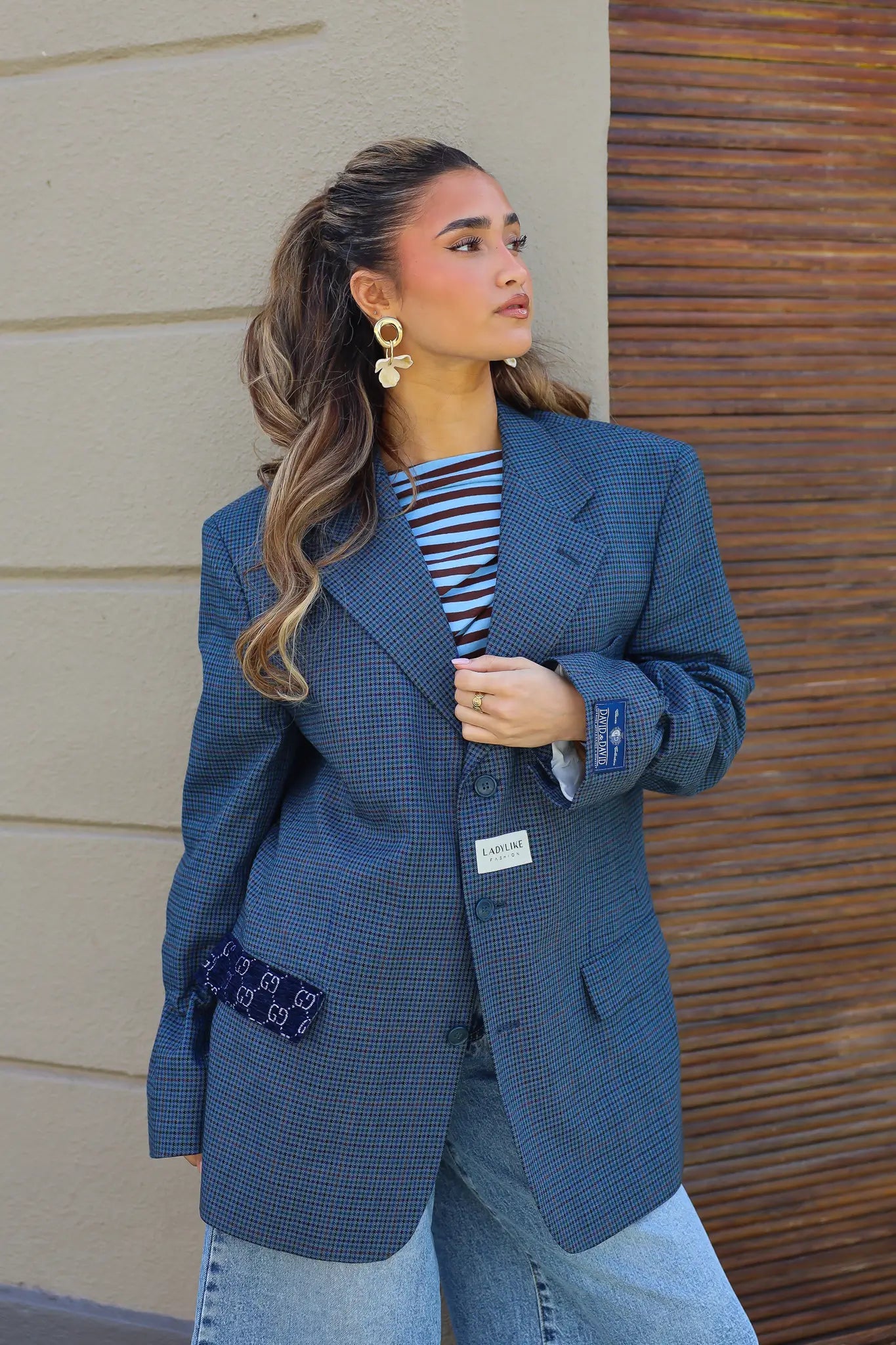 Atelier Series Reworked Blazer Ruit Blauw