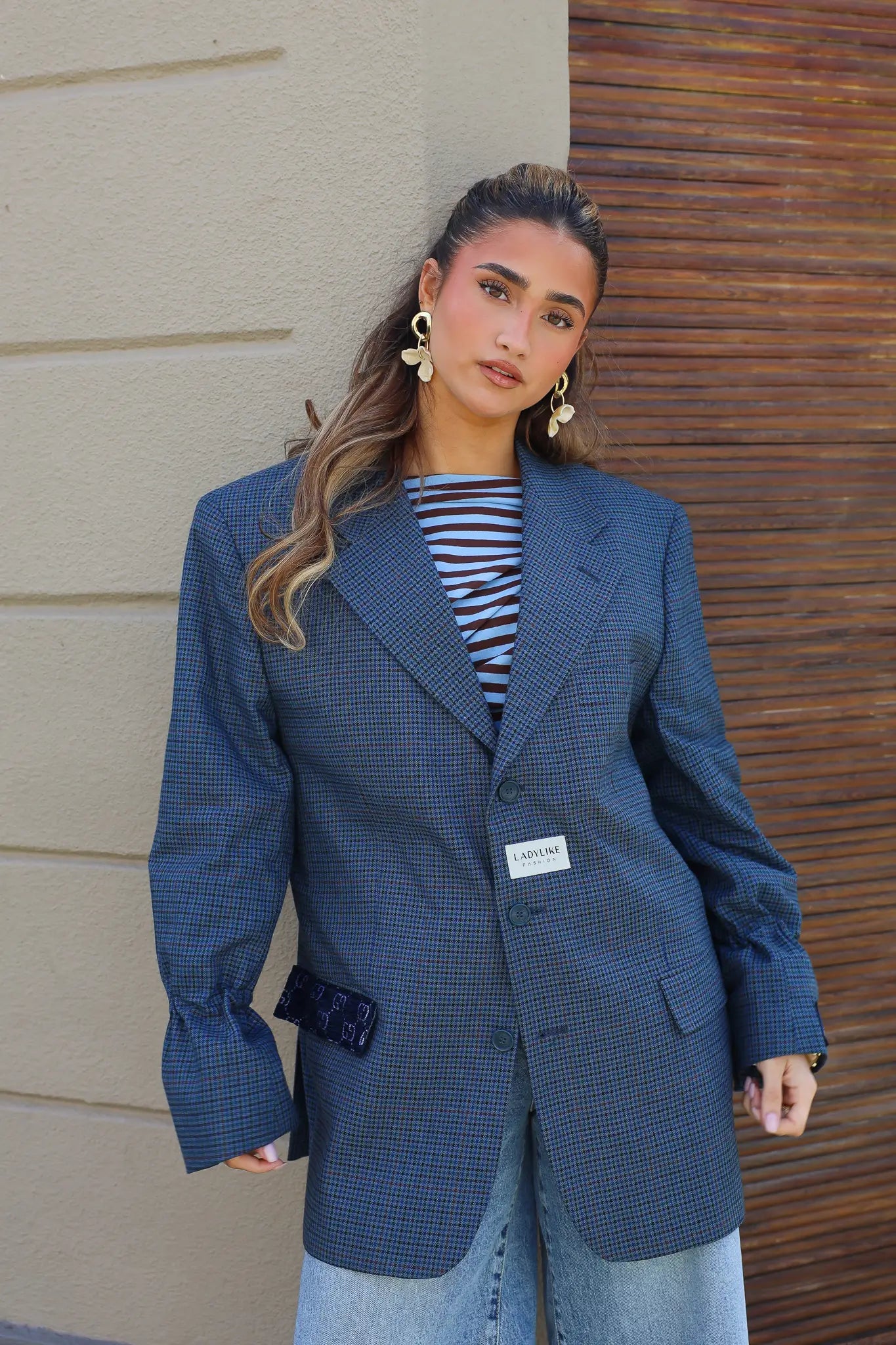 Atelier Series Reworked Blazer Ruit Blauw