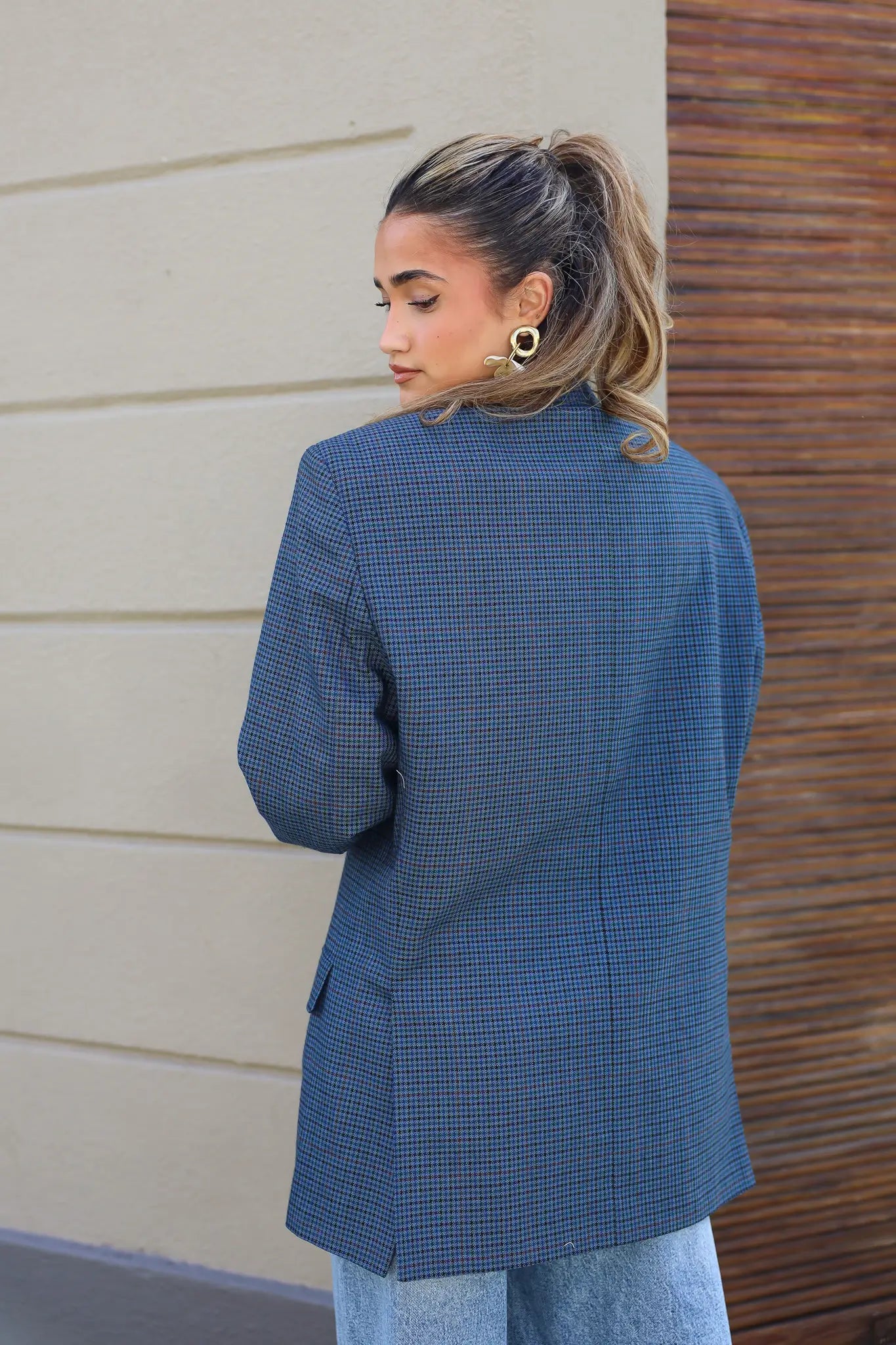 Atelier Series Reworked Blazer Ruit Blauw