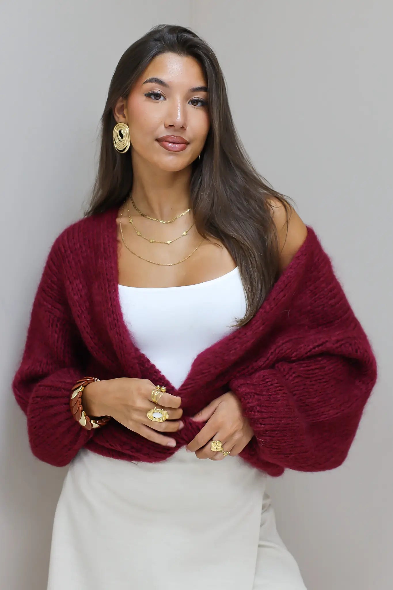 Gebreid Vest Bordeaux