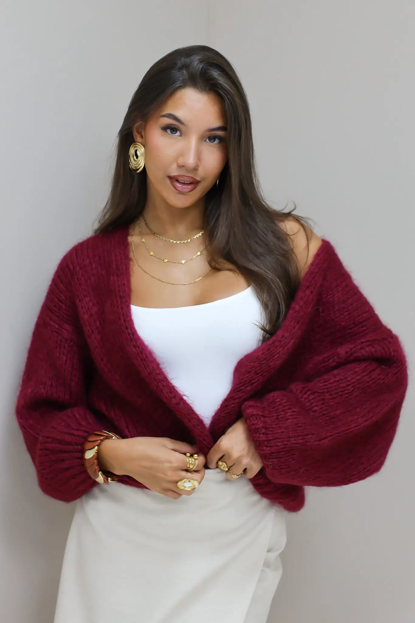 Gebreid Vest Bordeaux