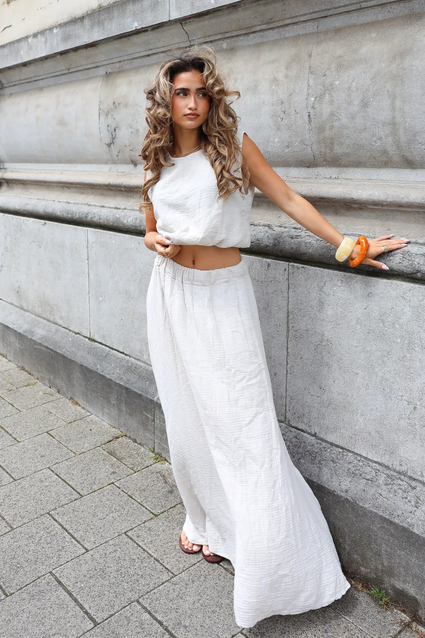 Maxi Rok Mousseline Beige