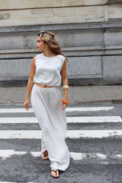 Maxi Rok Mousseline Beige
