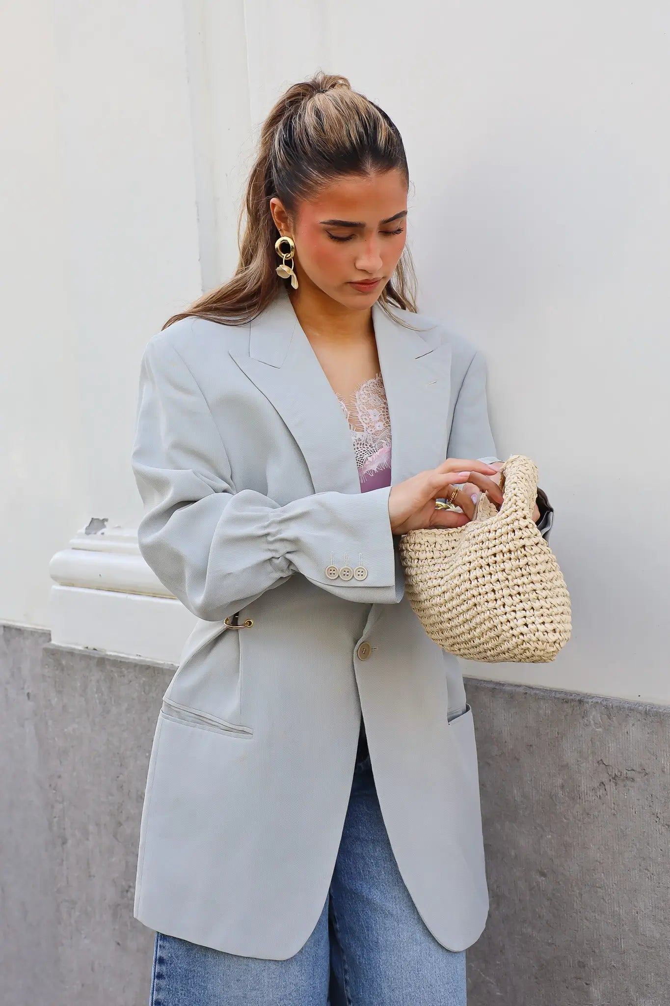 Atelier Series Reworked Designer Blazer Licht Grijs