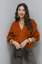 Gebreid Vest Roest Bruin