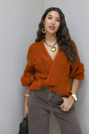 Gebreid Vest Roest Bruin