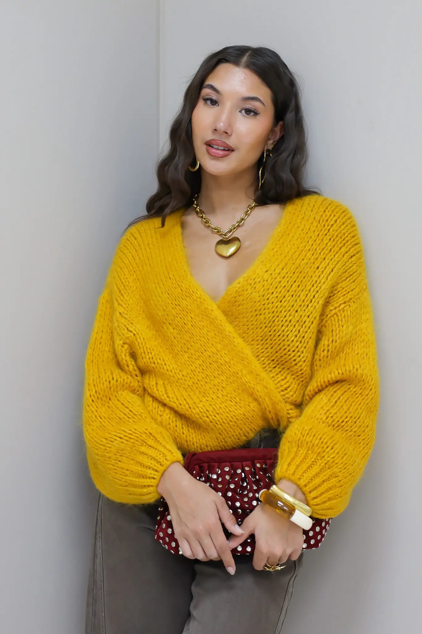 Gebreid Vest Mosterd