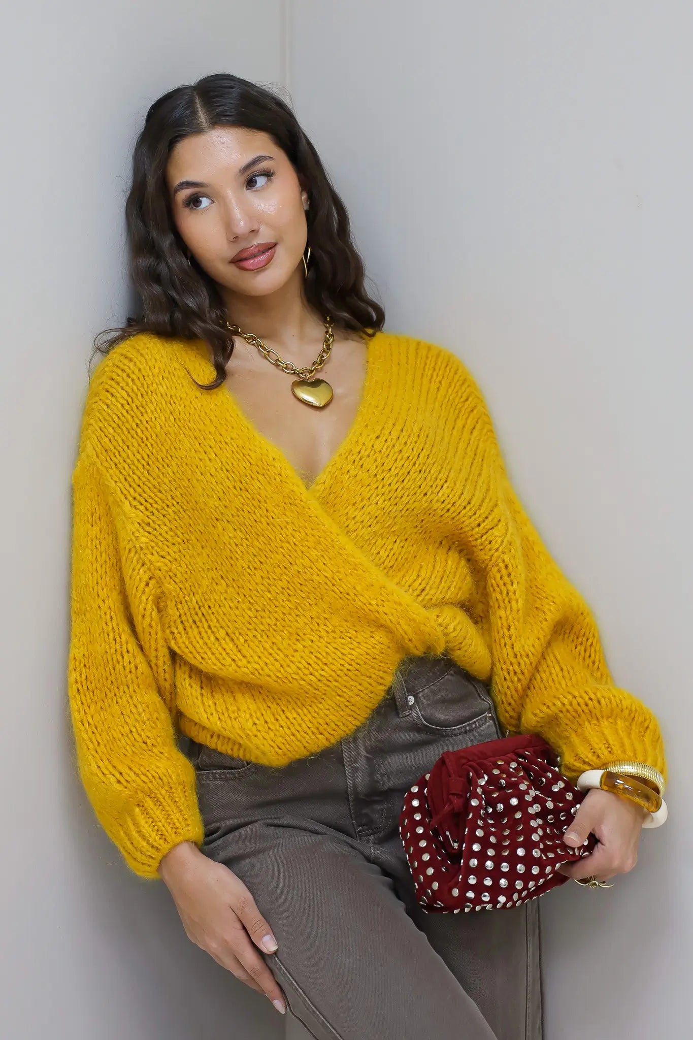 Gebreid Vest Mosterd