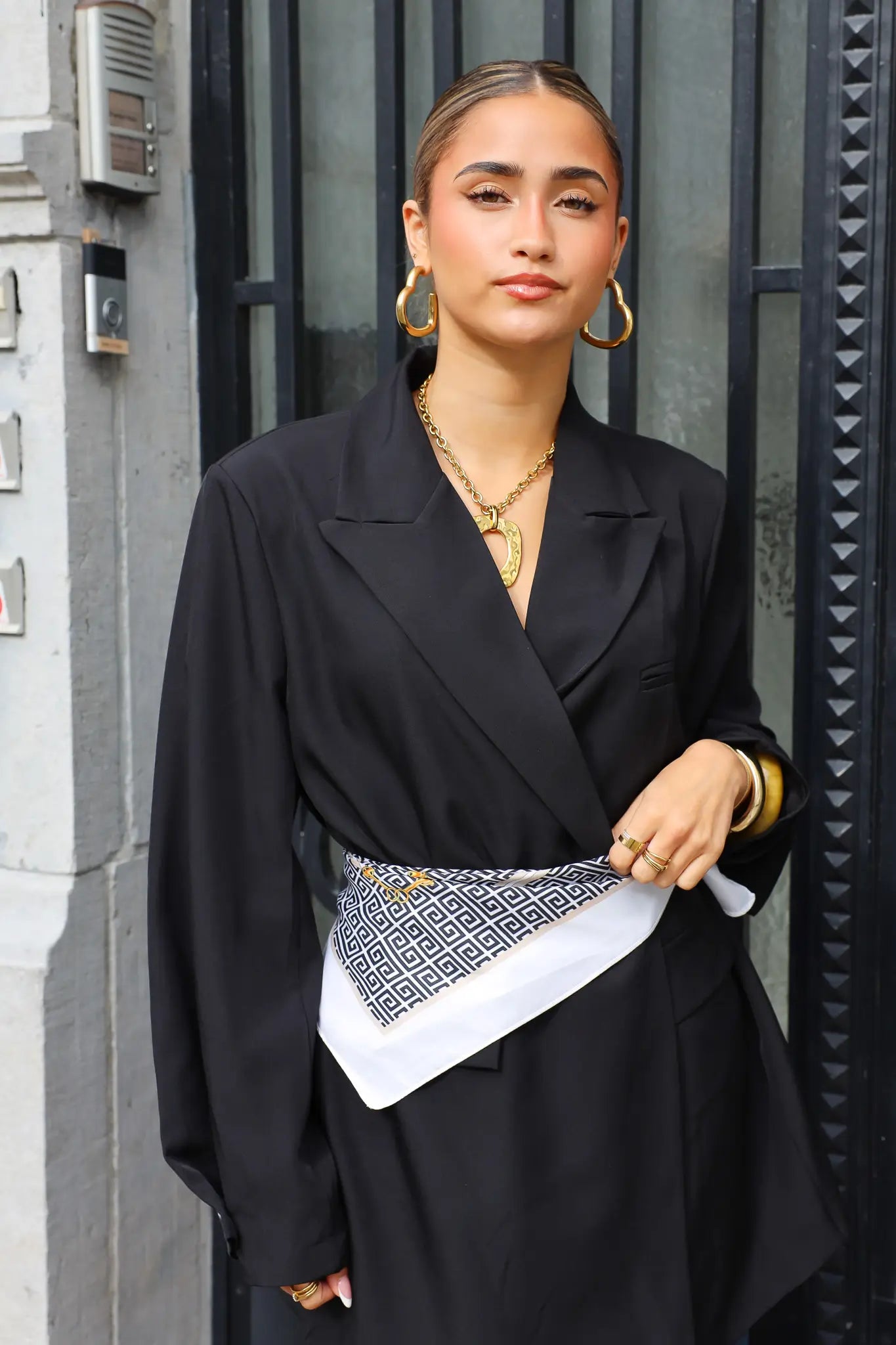 Sjaal Motief Zwart/Wit