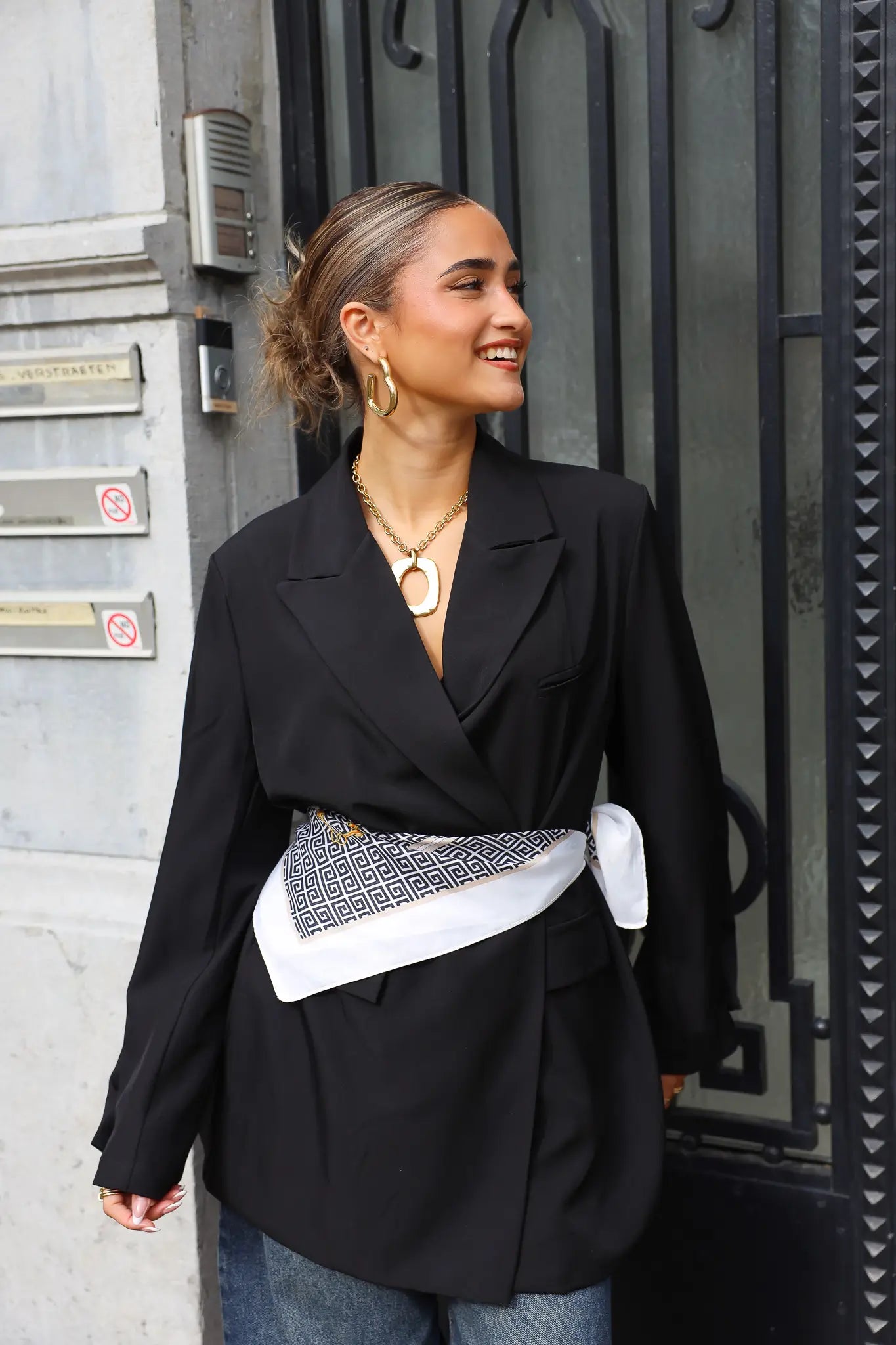 Sjaal Motief Zwart/Wit