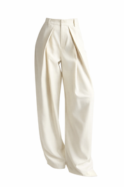 Pantalon High Waist Plooi Effect Créme