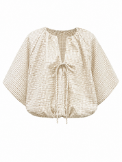 Ballon Blouse Ruit Beige
