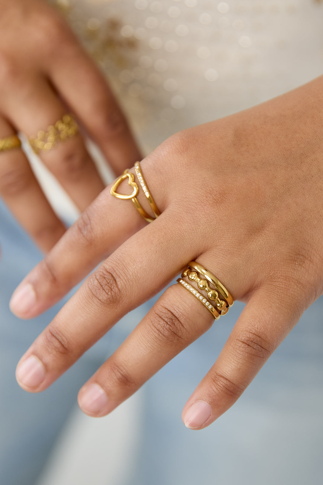 Ring 3 Laags Detail Goud