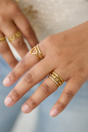 Ring 3 Laags Detail Goud
