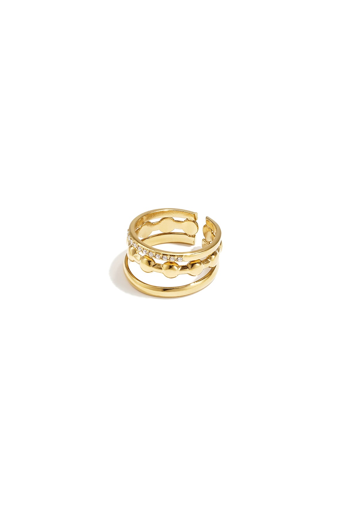 Ring 3 Laags Detail Goud