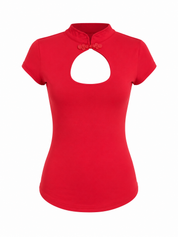 Top met Chinese Knoop Rood