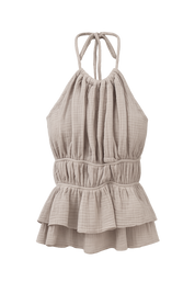 Halter Top Mousseline Taupe