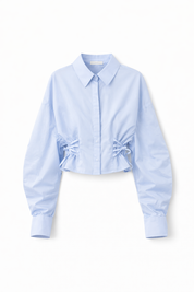 Korte Blouse Taille Effect Blauw