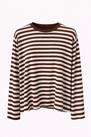 T-Shirt Lange Mouwen Strepen Bruin
