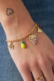 Armband fruitige bedeltjes goud dames bedel armband stainless steel waterproof Yehwang Ladylike Fashion