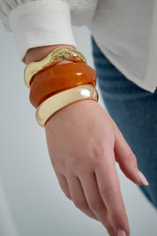 Armband gladde cirkel goud brede gouden dames armband stain less steel waterproof Yehwang Ladyliike Fashion