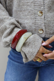 Armband plastic bordeaux resin dames armband rood