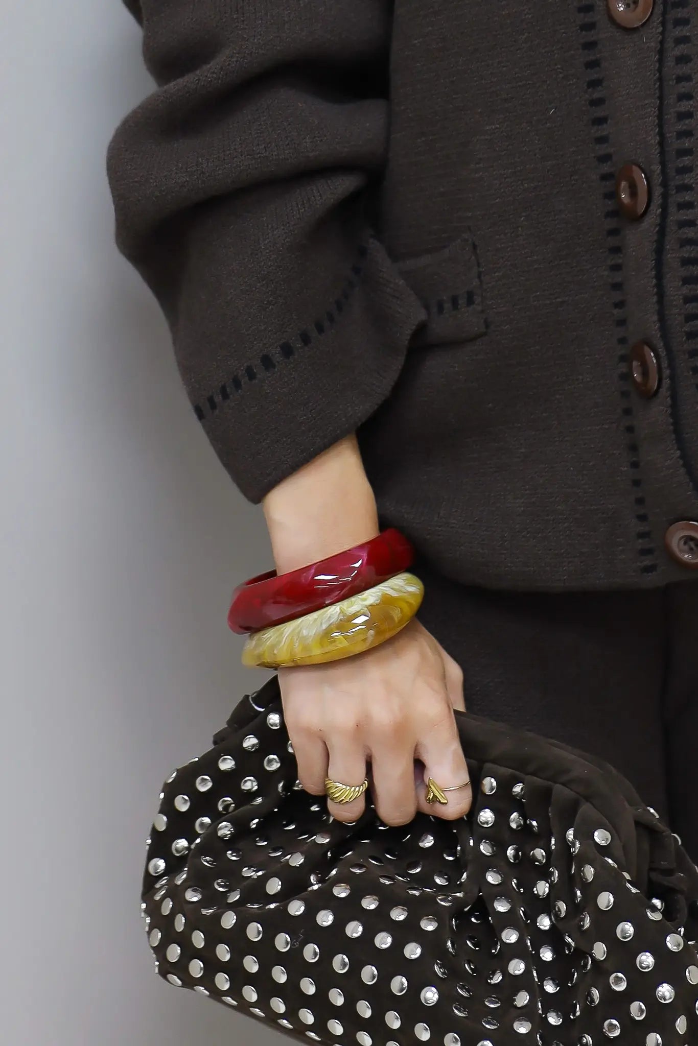 Armband plastic olijf groen resin dames armband