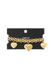 Armband trio hart goud dames armband drie grote harten stainless steel waterproof Yehwang Ladylike Fashion