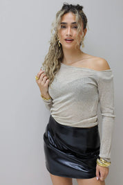 Asymmetrische top lange mouwen camel t shirt one shoulder Ladylike Fashion